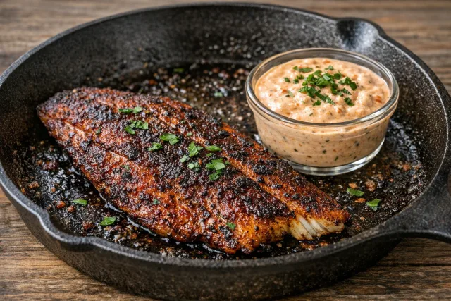 Blackened Catfish with Cajun Remoulade Sauce