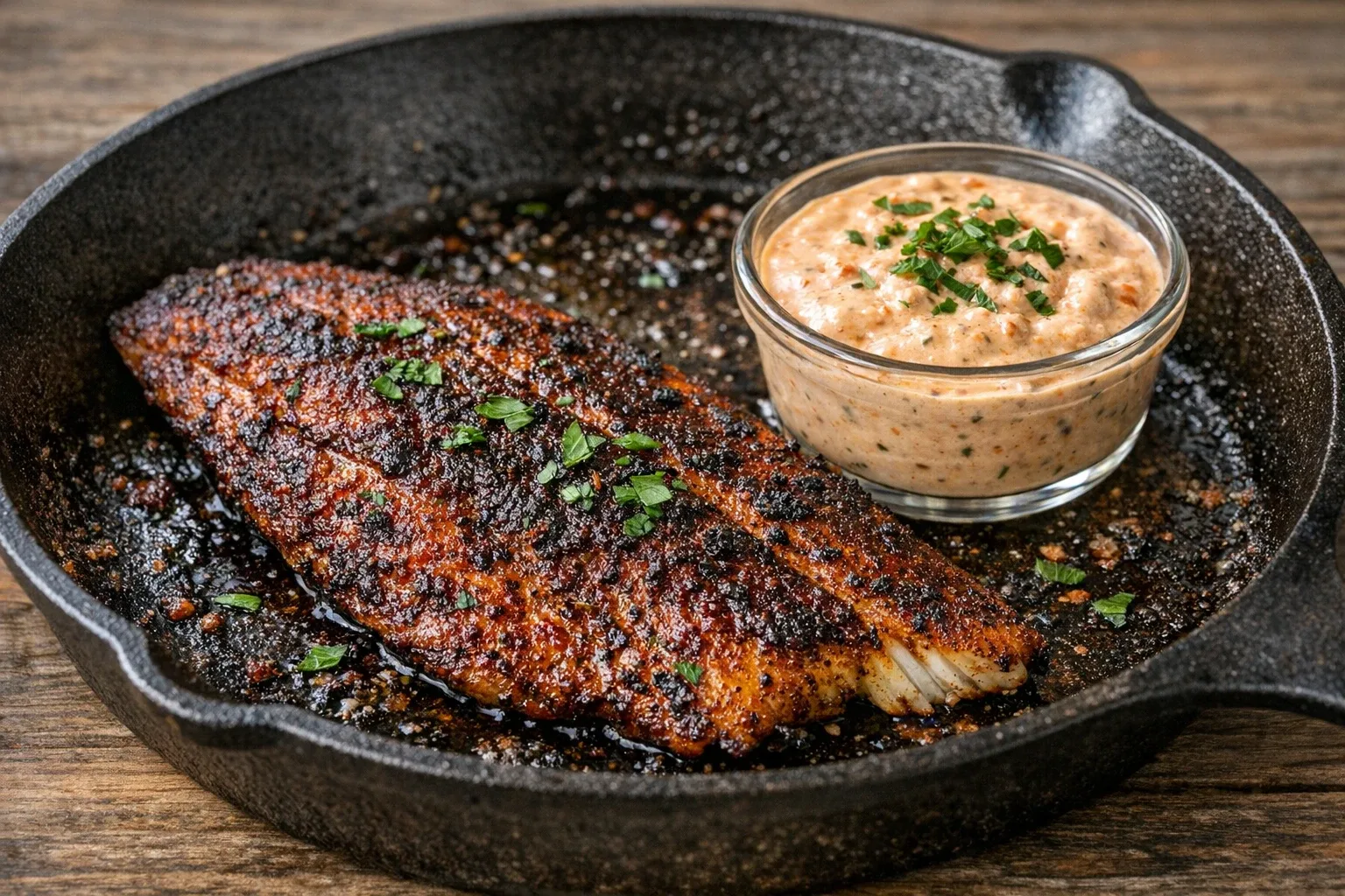 Blackened Catfish with Cajun Remoulade Sauce