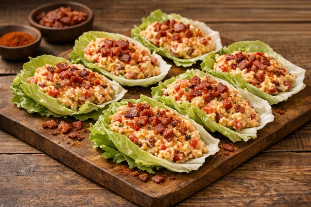 No-Cook Southern-Style Pimento Cheese and Bacon Lettuce Wraps