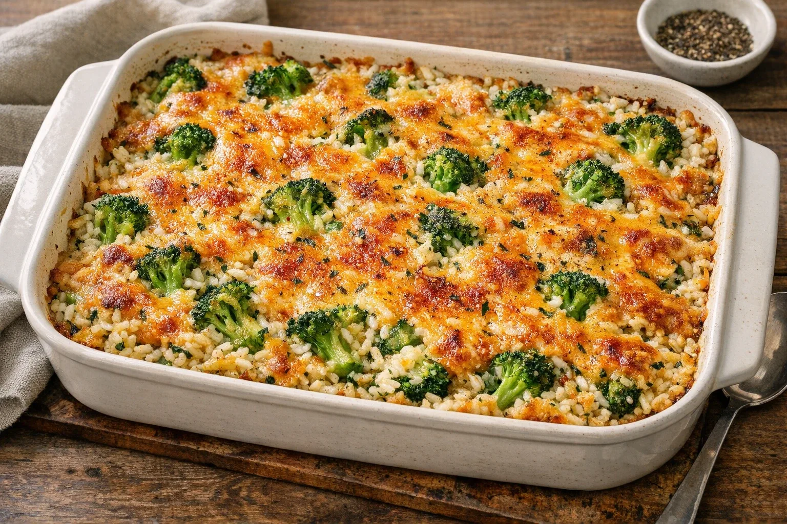 Cheddar Herb Baked Rice and Broccoli Casserole
