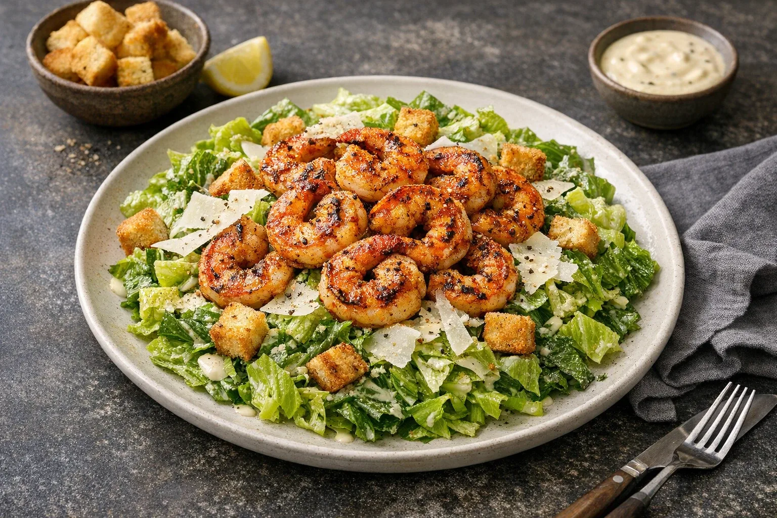 Grilled Cajun Shrimp Caesar Salad