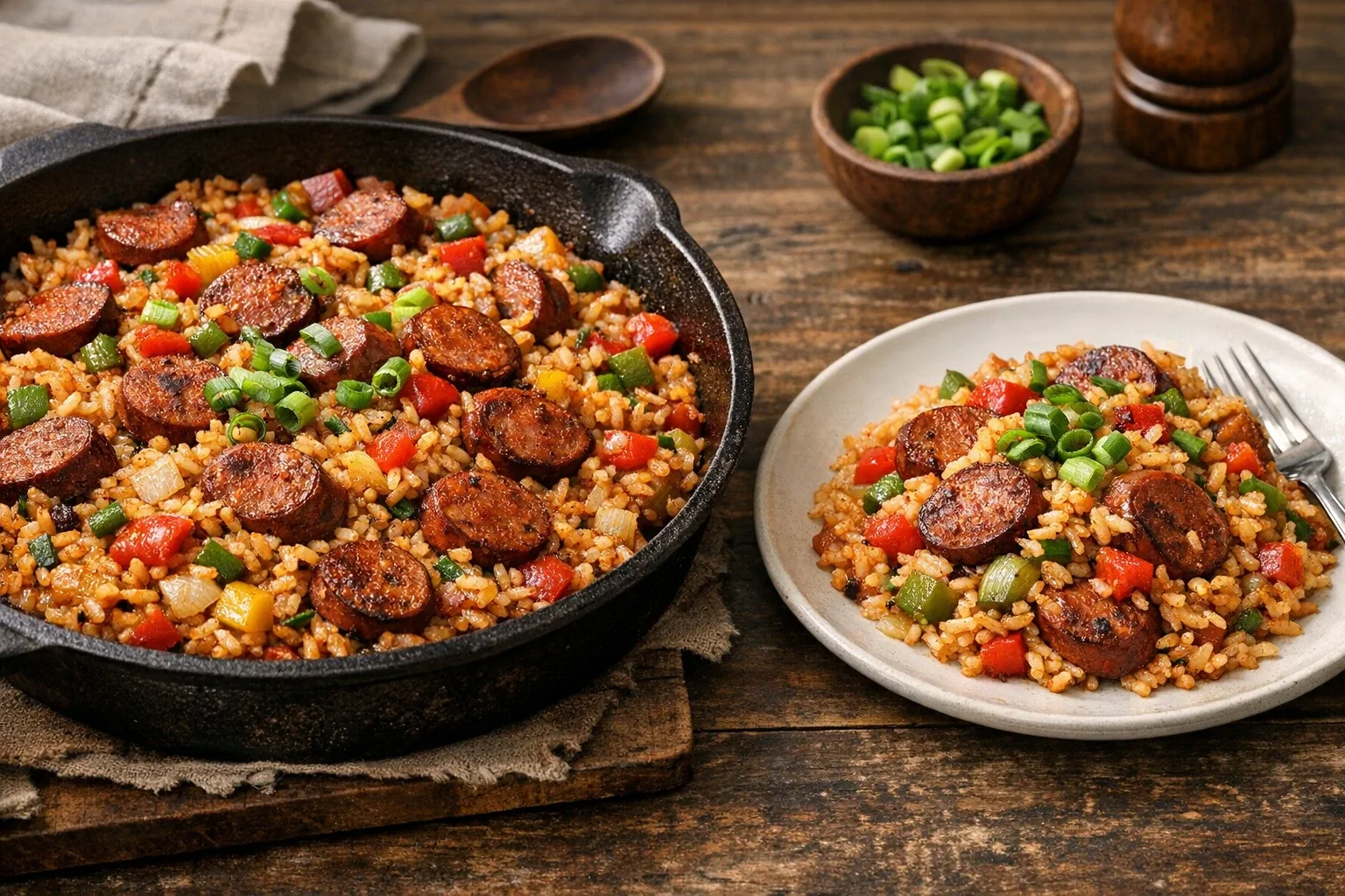 One-Pot Cajun Andouille Sausage and Rice Skillet