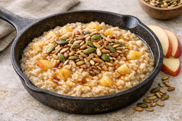 Apple Cinnamon Oatmeal with Toasted Seeds