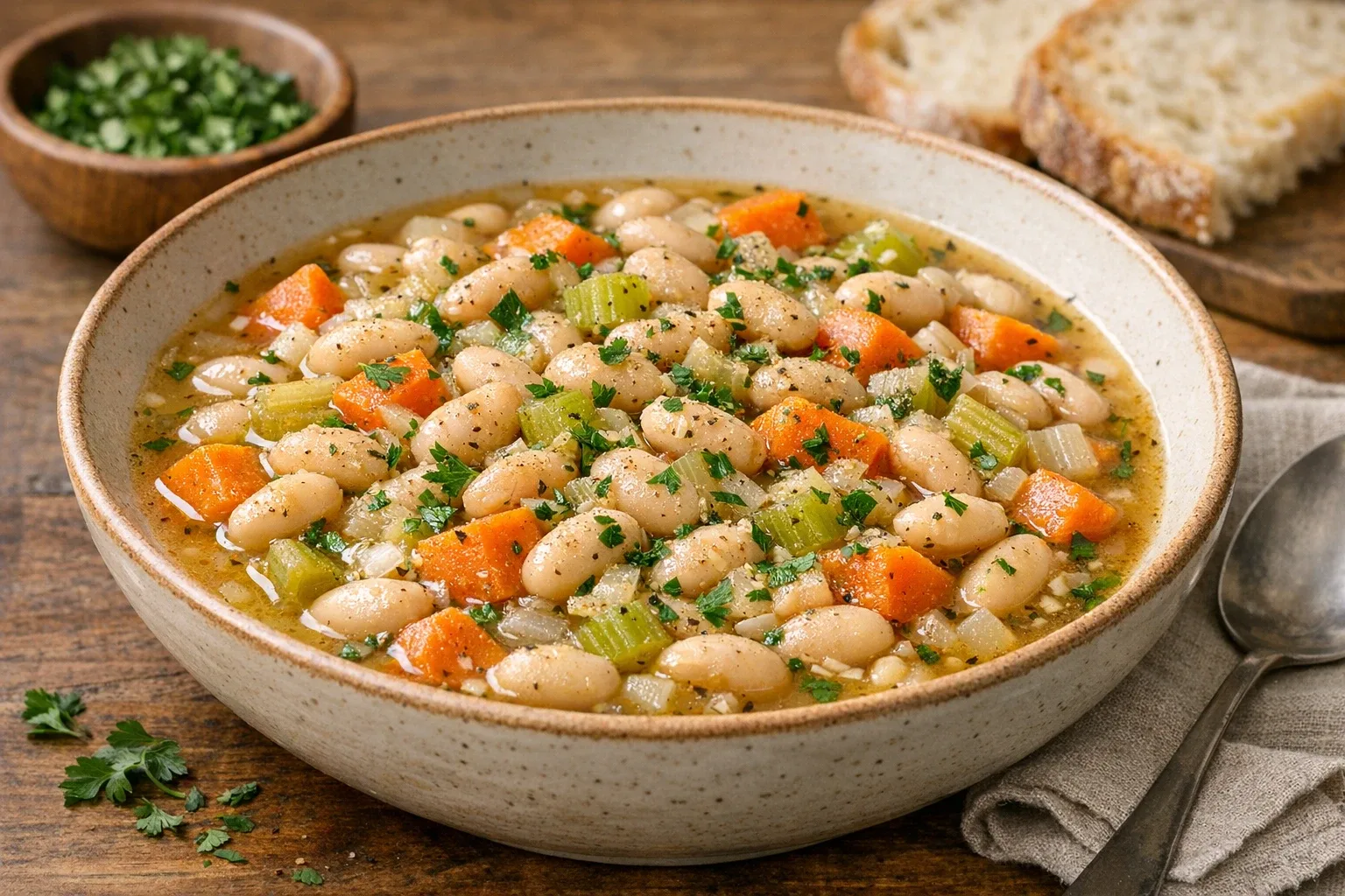 Garlic Thyme Slow-Cooker White Bean and Vegetable Supper