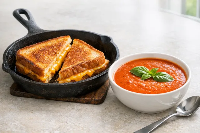 Classic American Grilled Cheese with Tomato Soup