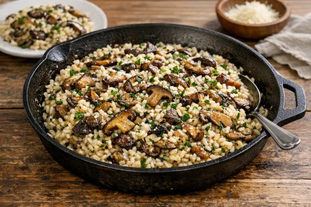 Rustic Wild Mushroom and Herb Risotto