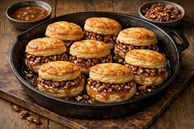 Caramel Pecan Biscuit Sandwiches