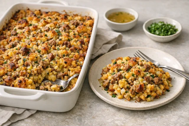 Creamy Southern Cornbread and Sausage Dressing