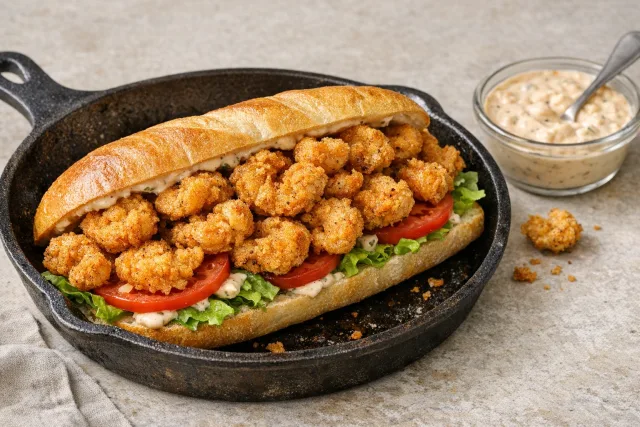 Cajun Fried Shrimp Po' Boy Sandwich