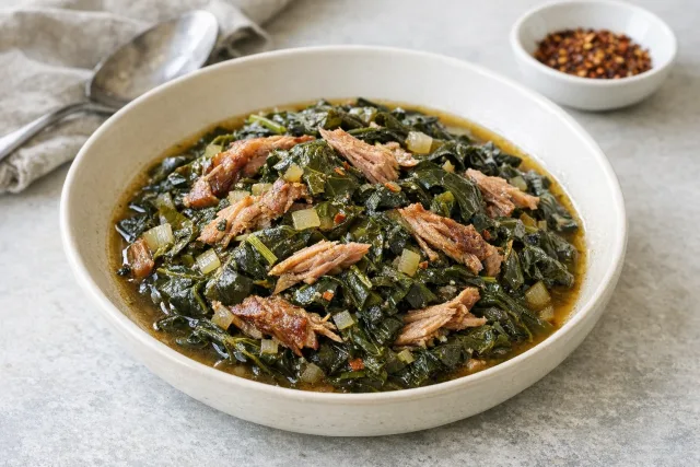 Southern Style Braised Collard Greens with Smoked Turkey