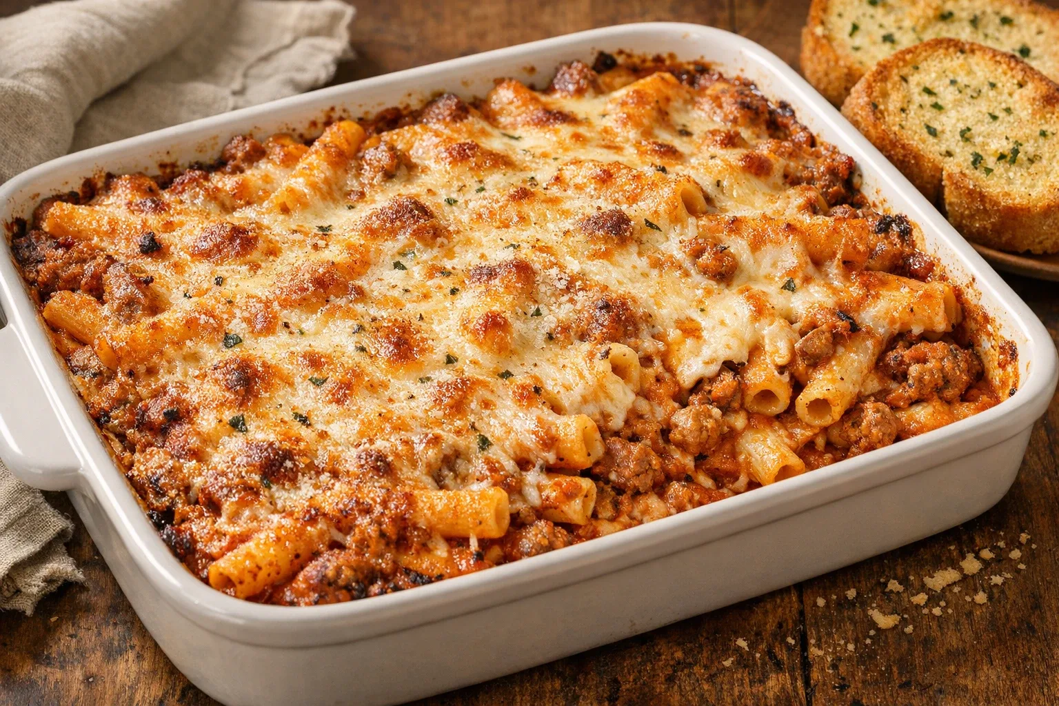 Classic Creamy Baked Ziti with Italian Sausage