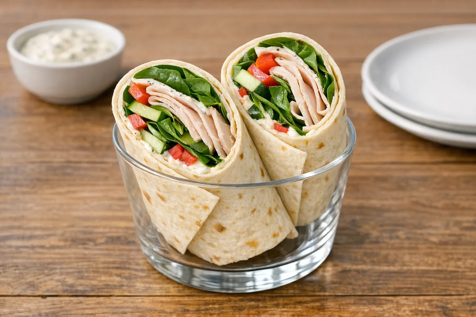 Classic Turkey and Spinach Wrap with Creamy Dressing