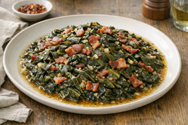 Braised Southern Collard Greens with Bacon
