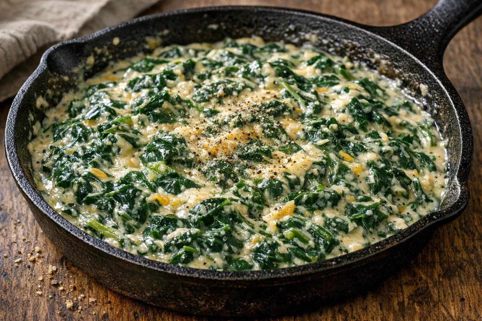 Southern-Style Creamed Spinach with Garlic and Cheddar Cheese