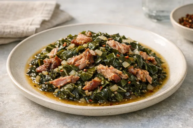 Southern Style Braised Collard Greens with Smoked Ham