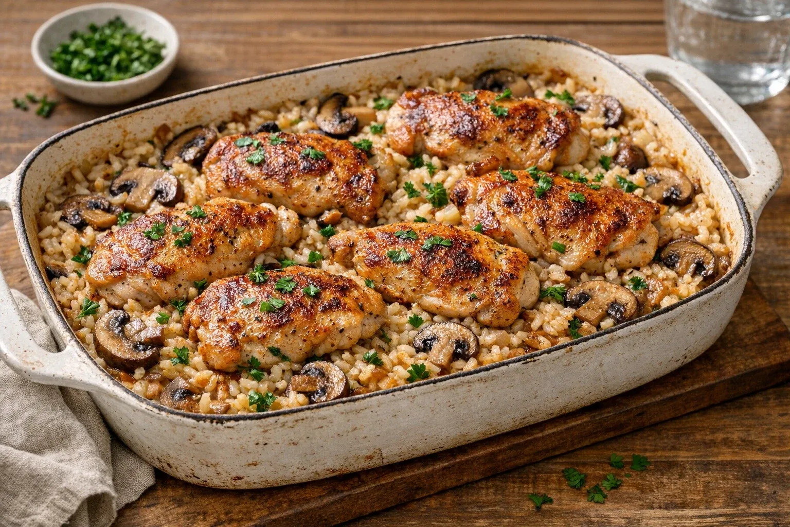 One-Pot American Chicken and Mushroom Rice Casserole