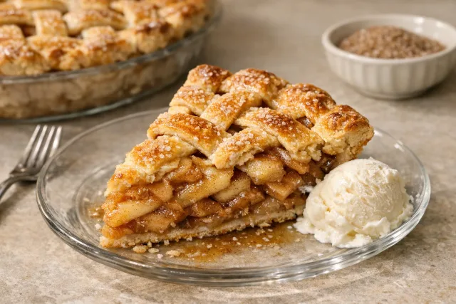 Classic Baked Cinnamon Apple Pie with Homemade Lattice Crust