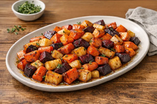 Maple Glazed Roasted Root Vegetable Medley
