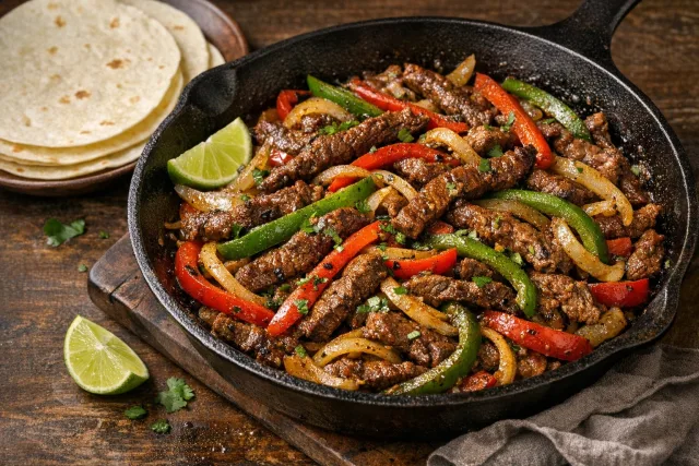 Easy Tex-Mex Beef Fajitas Skillet