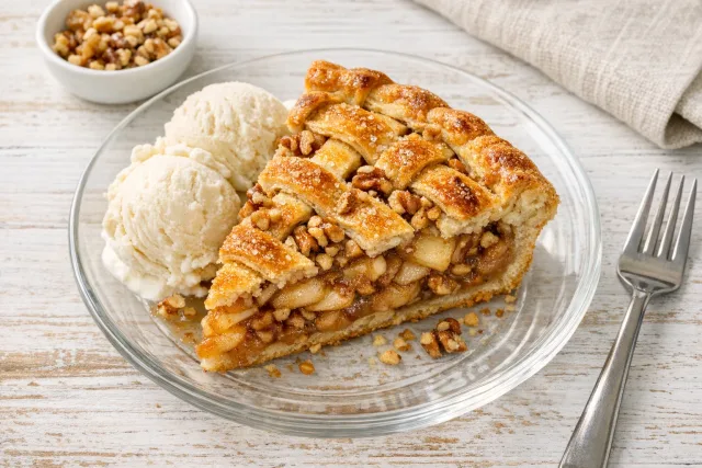 Rustic Maple Walnut Apple Pie with Homemade Lattice Crust
