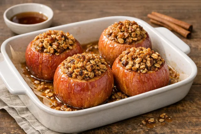 Cinnamon Maple Baked Apples with Oat Crumble