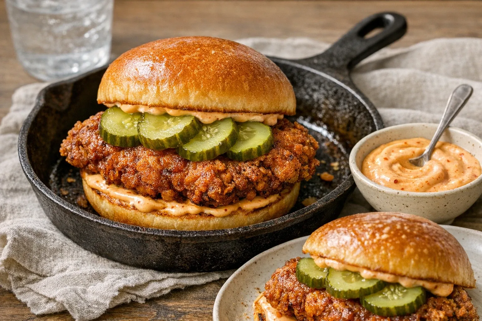 Classic Southern-Style Hot Chicken Sandwich with Spicy Mayo and Pickles
