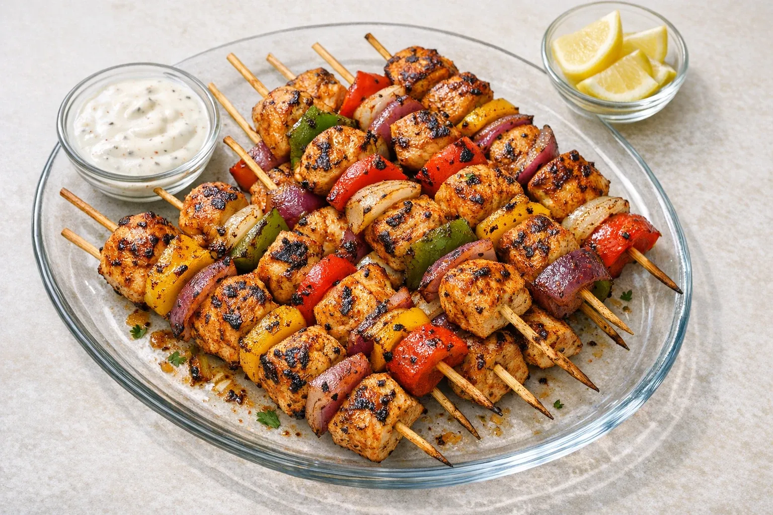 Grilled Cajun-Spiced Chicken Kebabs with Bell Peppers and Onions
