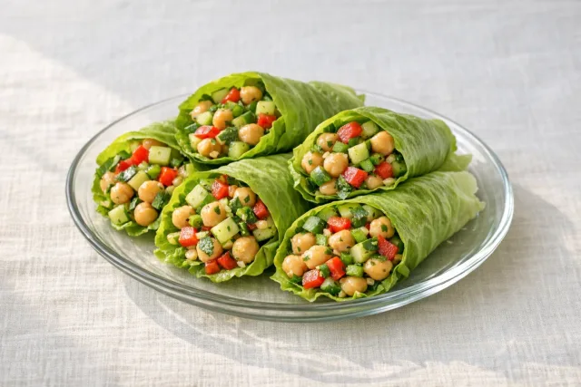 Crunchy Cucumber Chickpea Salad Wraps