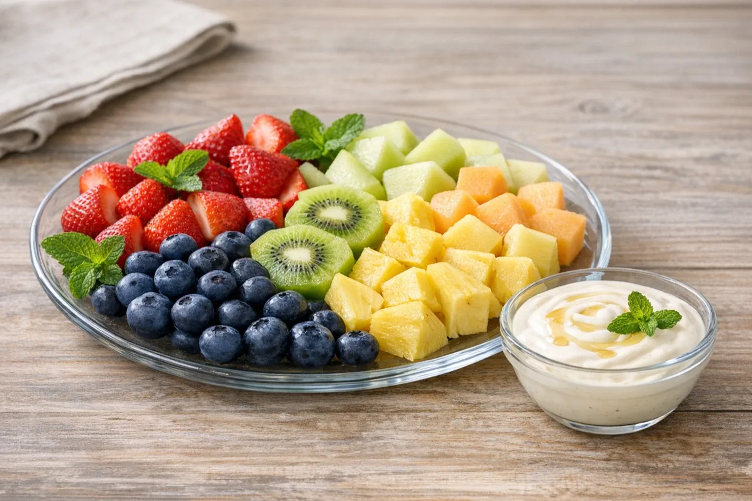 Fresh Seasonal Fruit Platter with Honey Yogurt Dip
