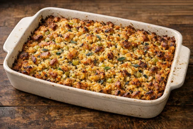 Classic Southern Cornbread Dressing with Sage and Onion