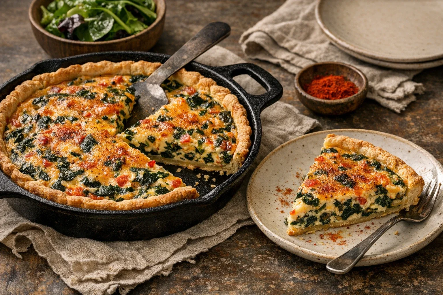 Savory Southern Spinach and Pimento Cheese Tart