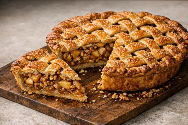 Rustic Maple Walnut Apple Pie with Homemade Lattice Crust