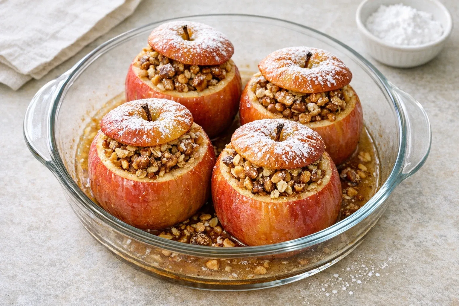 Vanilla Walnut Baked Apples with Oat Crumble