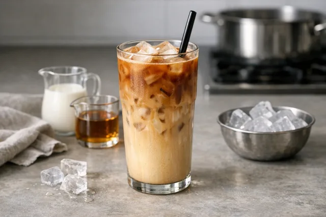 Stovetop Vanilla Iced Coffee with Milk