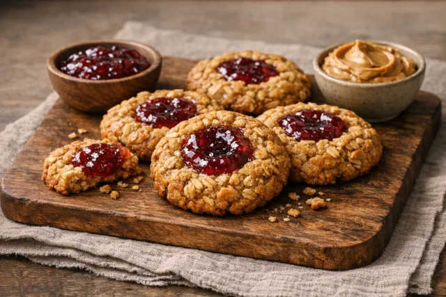 Peanut Butter and Jelly Oatmeal Breakfast Cookies