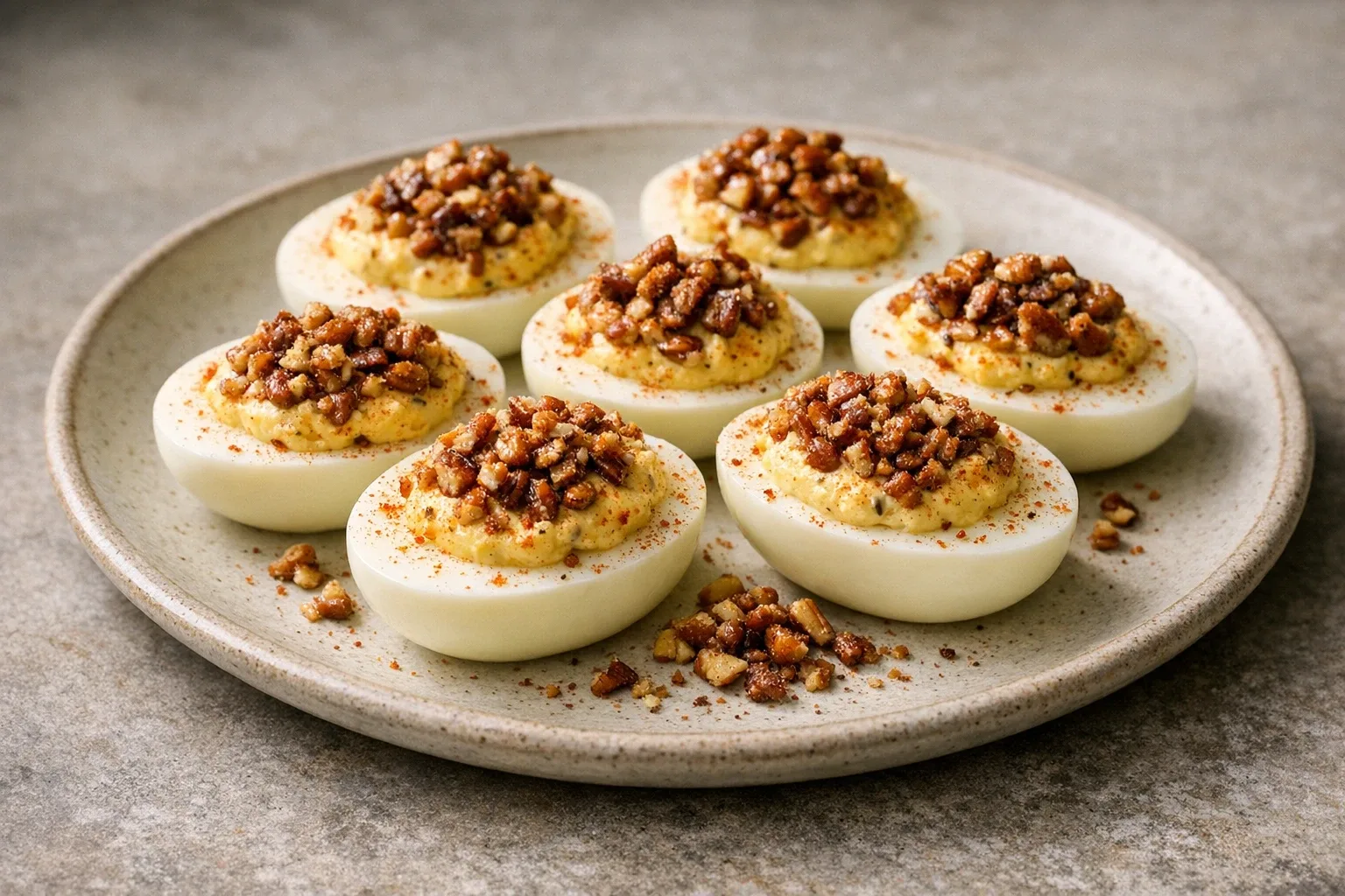 Classic Southern Deviled Eggs with Pecan Topping