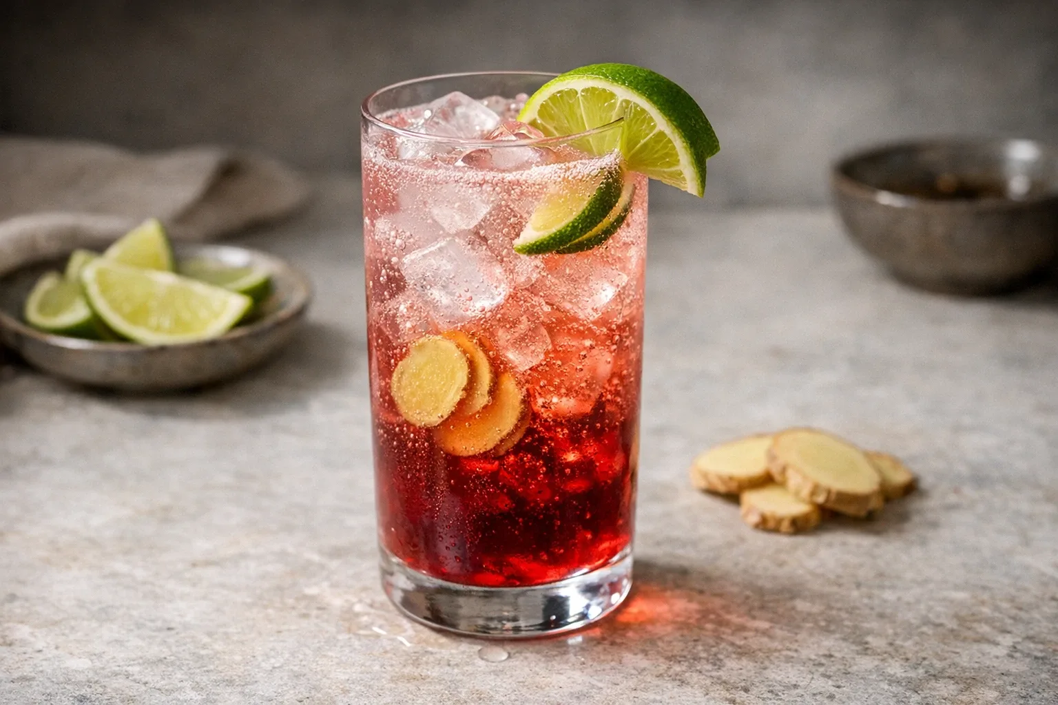 Sparkling Cranberry Ginger Lime Spritzer