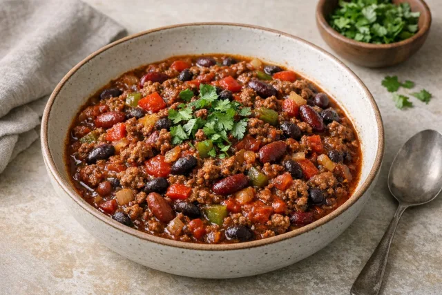 One-Pot Cumin and Black Pepper Beef and Bean Chili