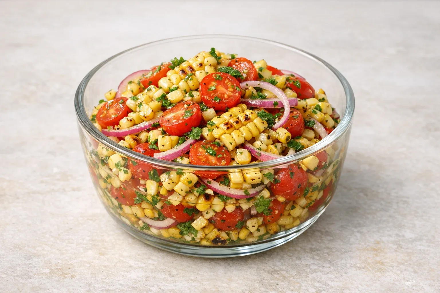 Grilled Corn and Tomato Salad with Cilantro Lime Dressing