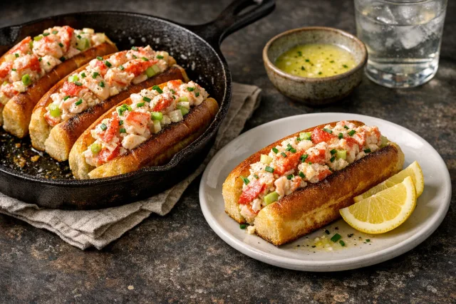 Classic American Lobster Roll with Lemon Butter Sauce