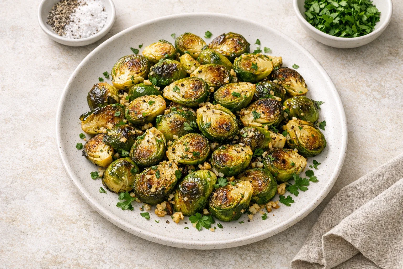 Classic American Oven-Roasted Garlic Herb Brussels Sprouts