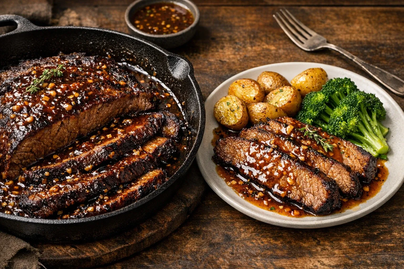 Slow Cooker Honey Garlic Glazed Beef Brisket