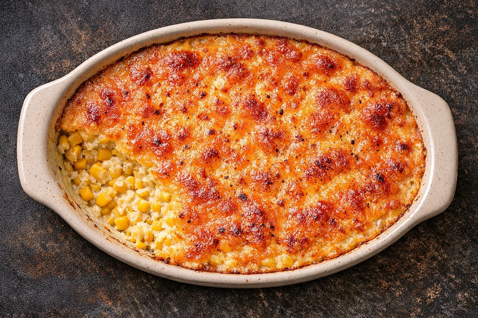 Baked Sweet Corn Pudding with Cheddar Crust