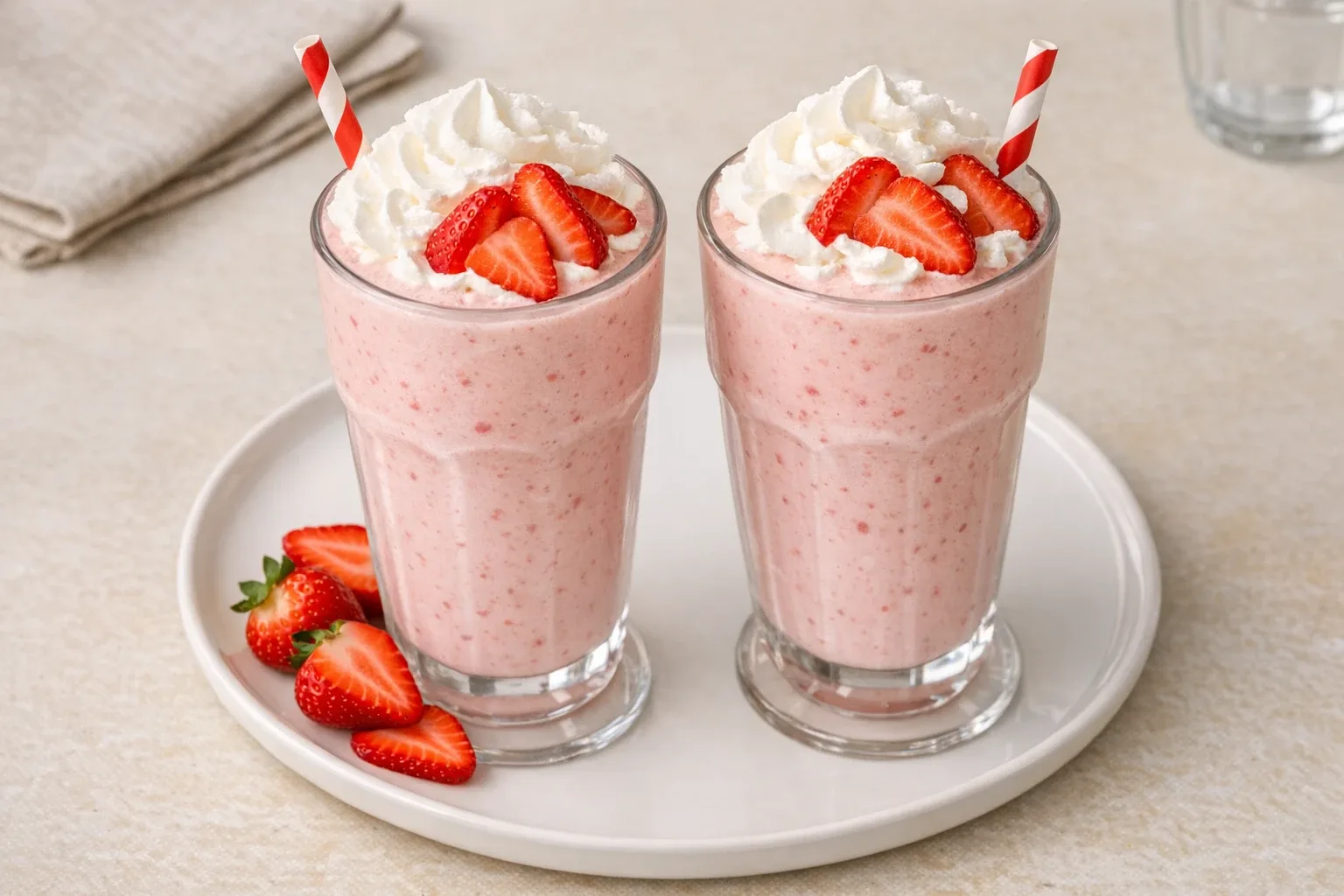 Classic Strawberry Vanilla Ice Cream Milkshake