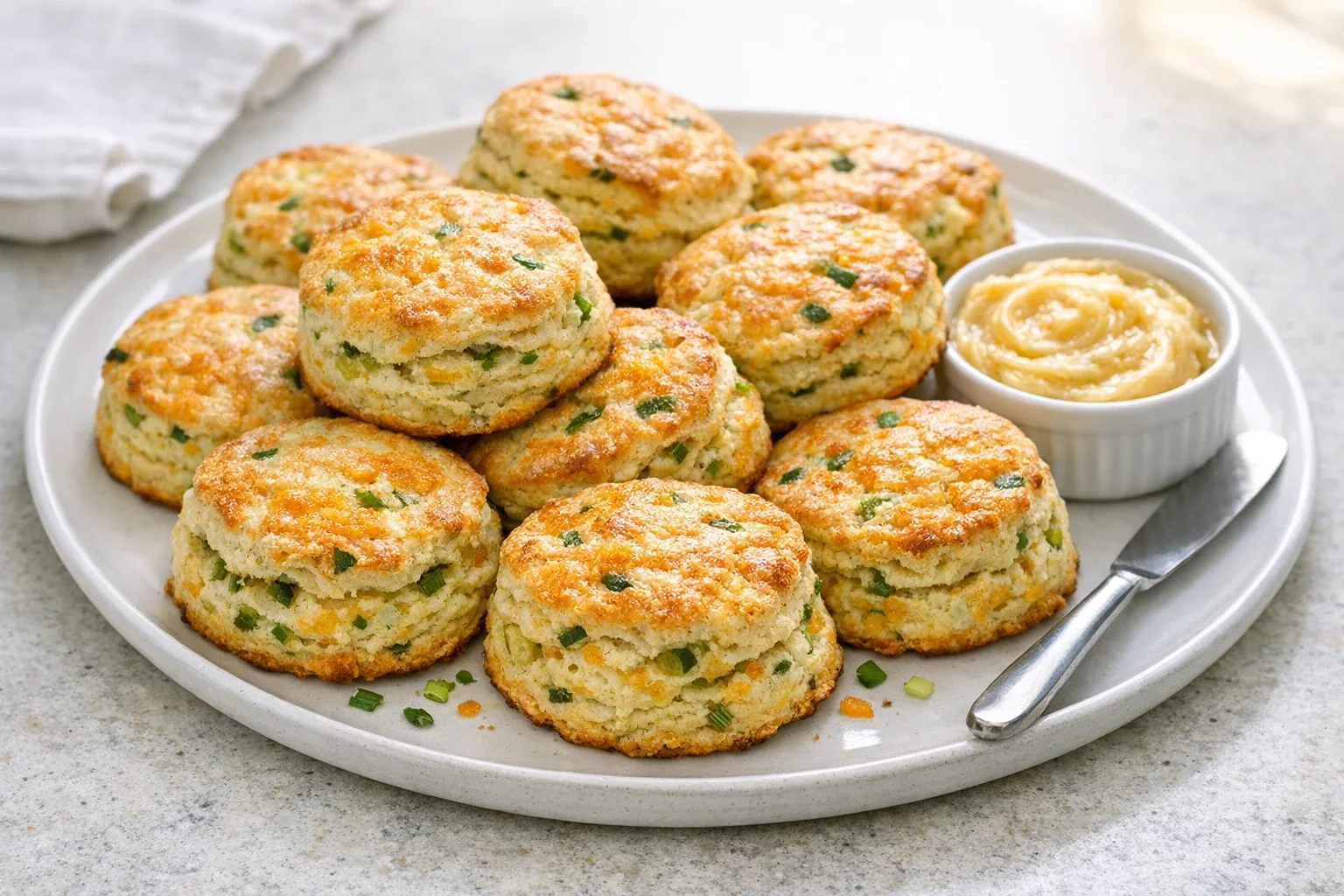 Southern-Style Cheddar and Scallion Biscuits with Honey Butter