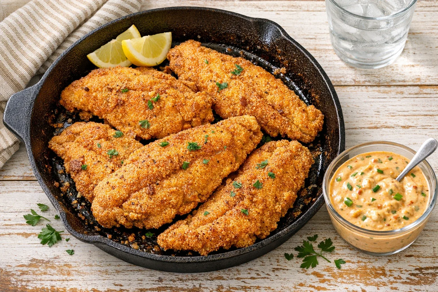 Cornmeal-Crusted Fried Catfish with Cajun Remoulade