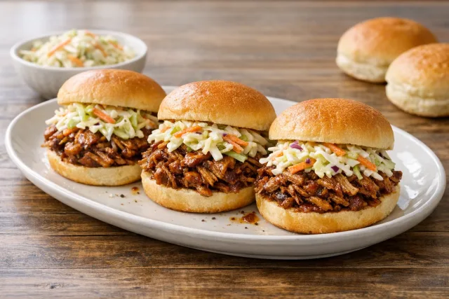 Slow Cooker Southern Style Pulled Pork Sliders with Creamy Coleslaw